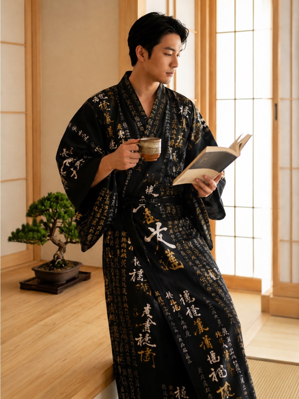 Sakurai Shoji General Hideyoshi Men’s Yukata Kimono Robe L/XL Made in Japan